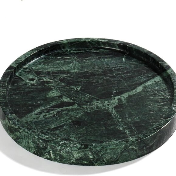 Other - Real Natural Round Marble Tray for Bathroom, Genuine Marble Stone Vanity Tray, L